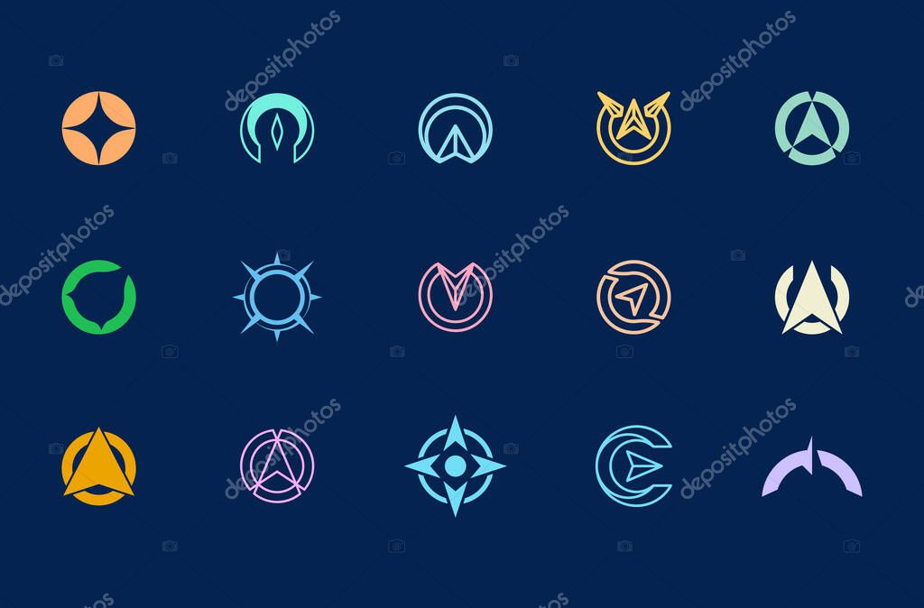 Compass logo design, set of abstract logo templates for identity
