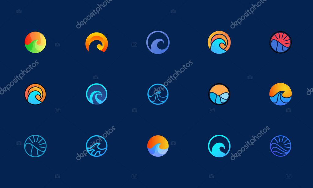Ocean wave logo design, set of logo templates fit for identity