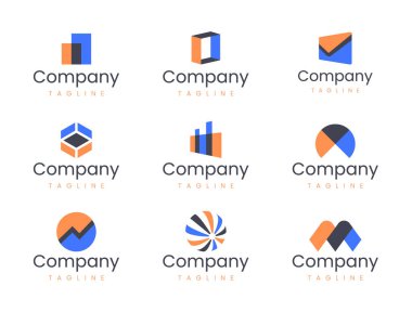 Soyut geometrik logo tasarım şablonu. Teknoloji markaları için mükemmel grafik elementler.