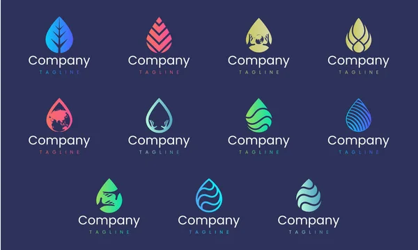 Wassertropfen Form Abstrakte Logo Design Vorlage Set Grafischer Elemente Geeignet — Stockvektor