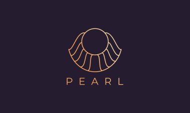 Lüks ve zarif altın rengi inci kabuklu logo şablonu