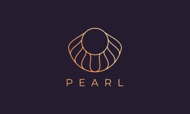 Lüks ve zarif altın rengi inci kabuklu logo şablonu