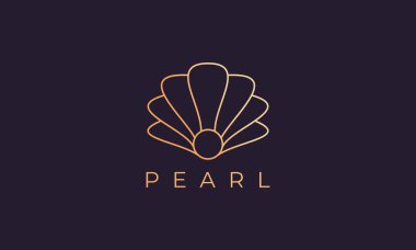Lüks ve zarif altın rengi inci kabuklu logo şablonu