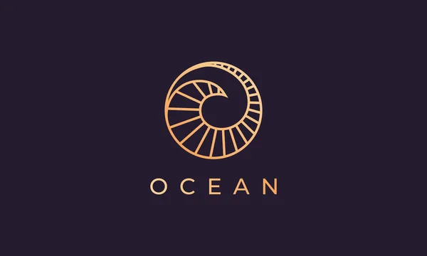 Шаблон Логотипа Золотой Океанской Волны Роскошной Премиум Формой — стоковый вектор