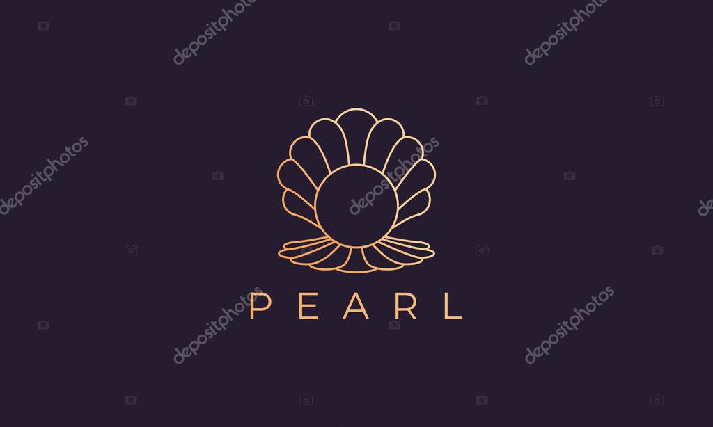 Pearl shell logo template with luxury and elegant shape