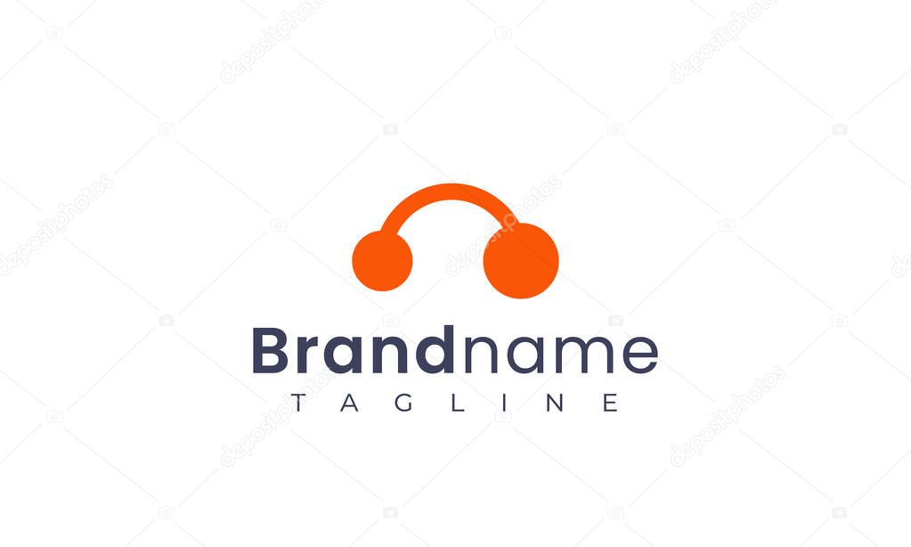 Red headset logo template in the form of simple slang