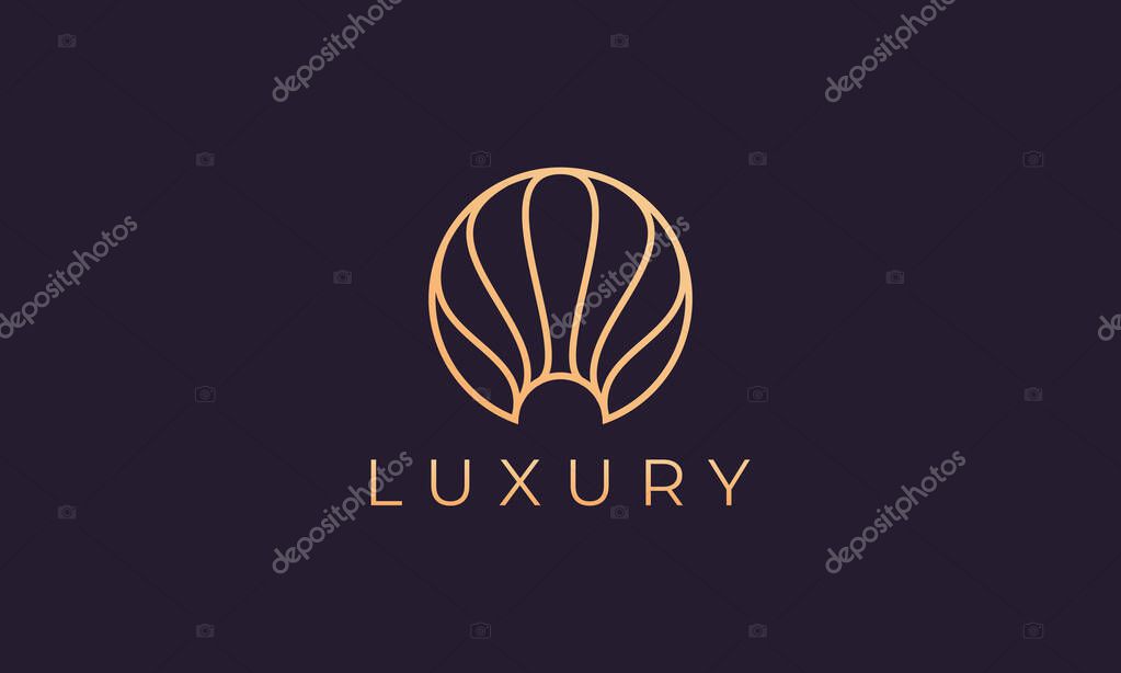 Gold pearl logo template with luxurious and elegant circle shape
