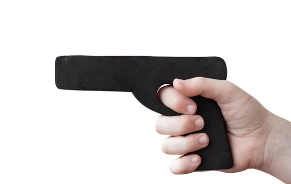 Hand Holding Black Dummy Pistol Self Defense Training — Stock Photo, Image