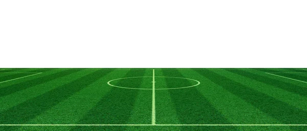 白い線がピッチをマークしたサッカースタジアム サッカー場 サッカー場コレクションの視点 遠近法の要素 3Dイラスト — ストック写真