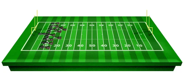 Stade Football Avec Des Lignes Blanches Marquant Terrain Perspective Terrain — Photo