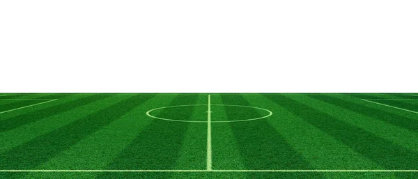 球场上标有白色线条的足球场 从足球场的角度来看 足球场的收集 透视要素 3D说明 图库照片