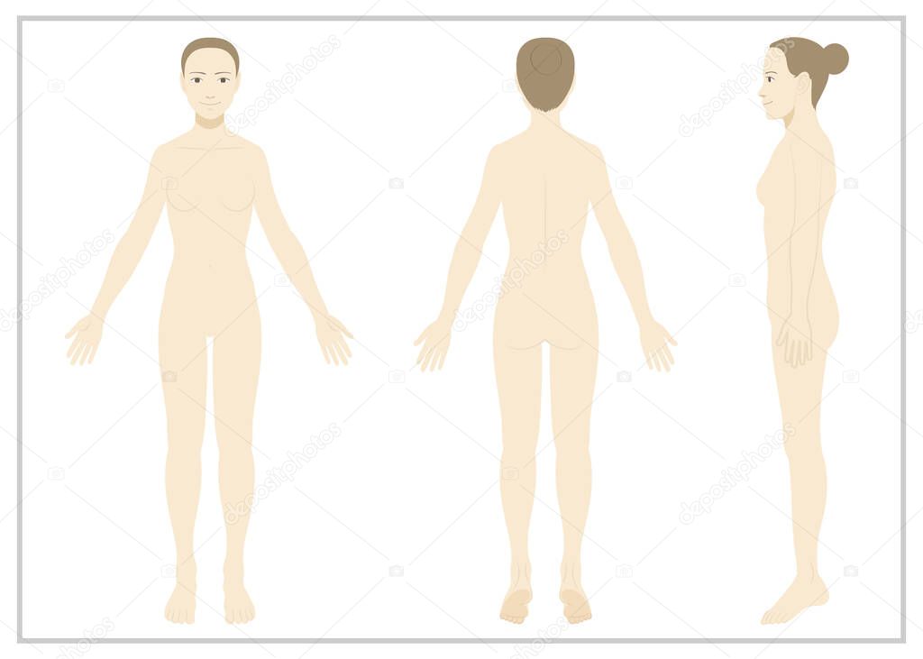 Woman / whole body / underwear / flattened
