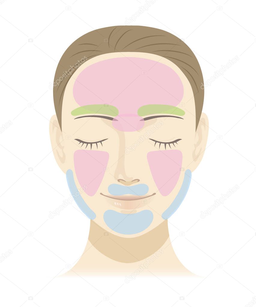 Female face hair loss part illustration set