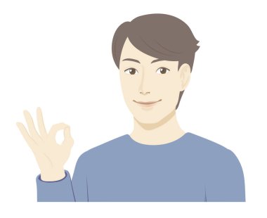 Erkek illüstrasyonu / Tamam işareti