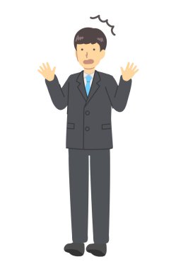 Siyah takım elbiseli şaşırmış bir adam.