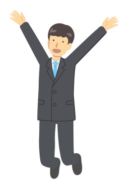 Takım elbiseli bir adam memnun eder.