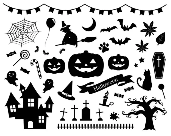 Halloween Mehrere Illustrationen Set Vektor — Stockvektor