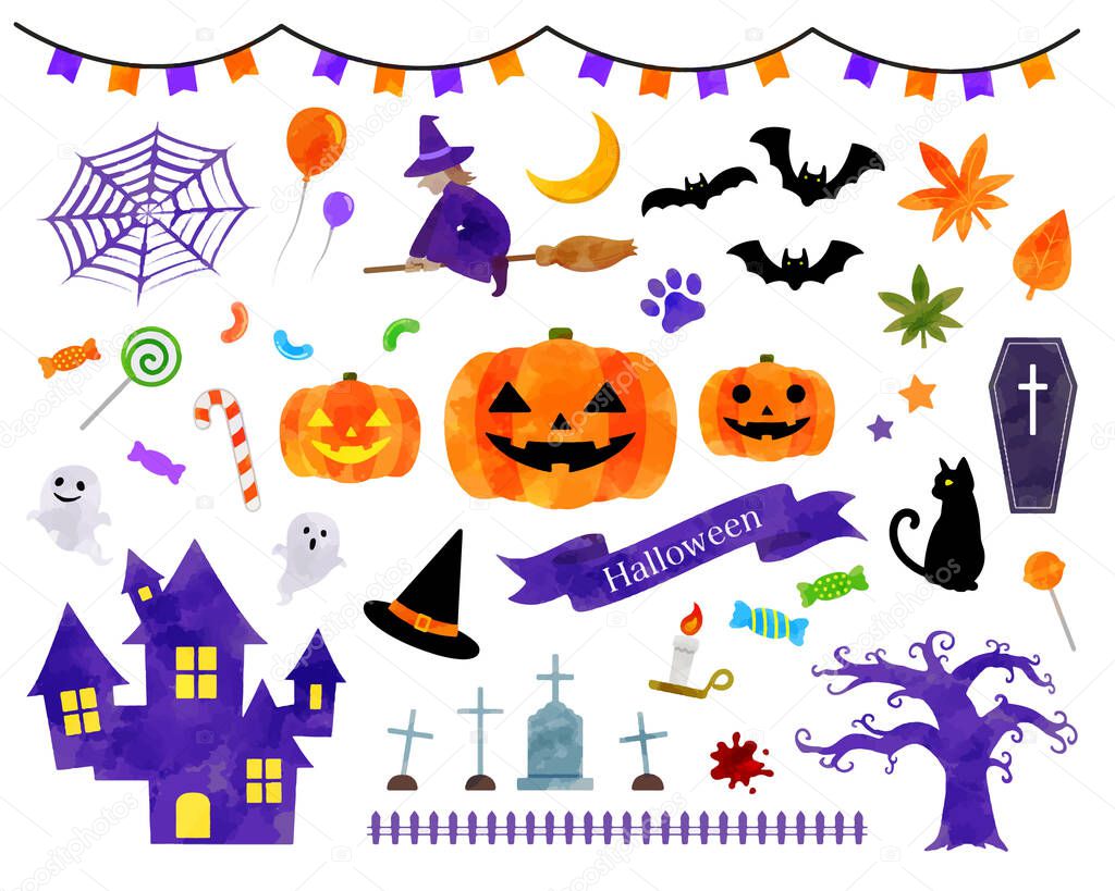 Halloween multiple illustration set/vector