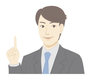  Takım elbiseli / işaret eden bir adamın tasviri