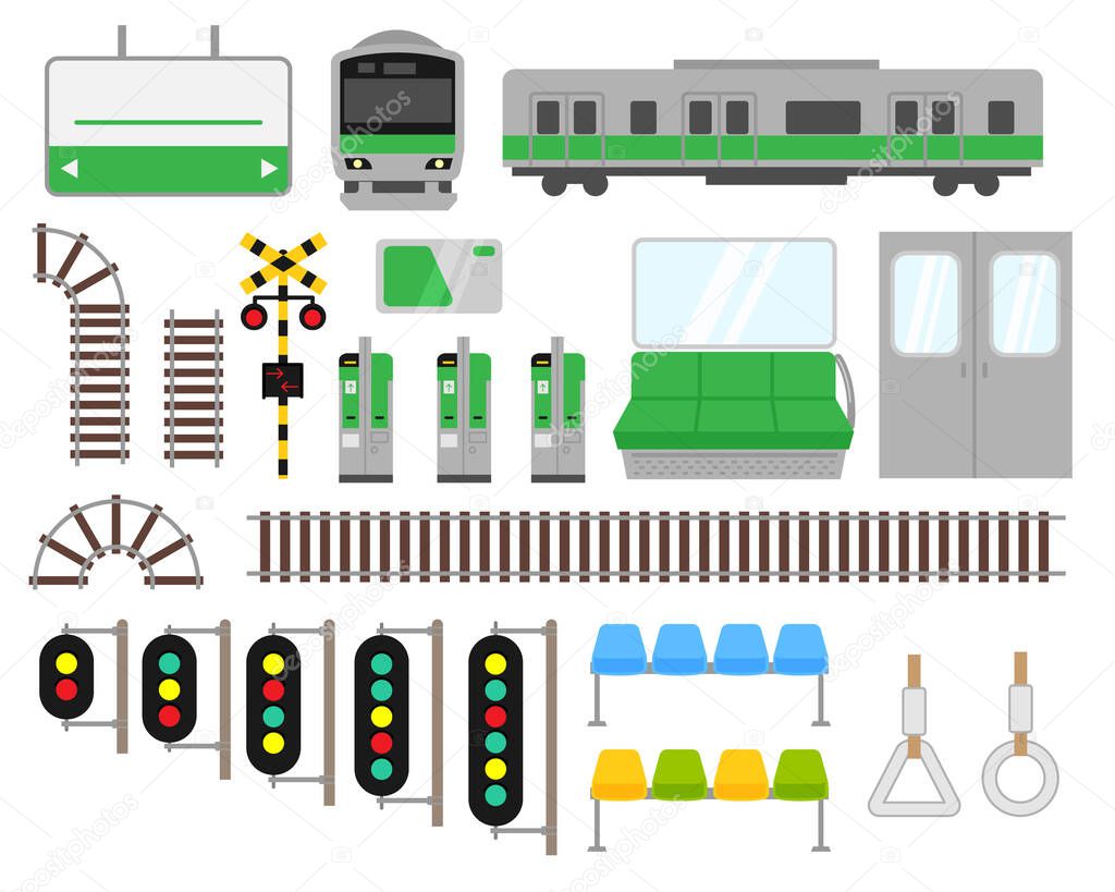 Train related illustration set material