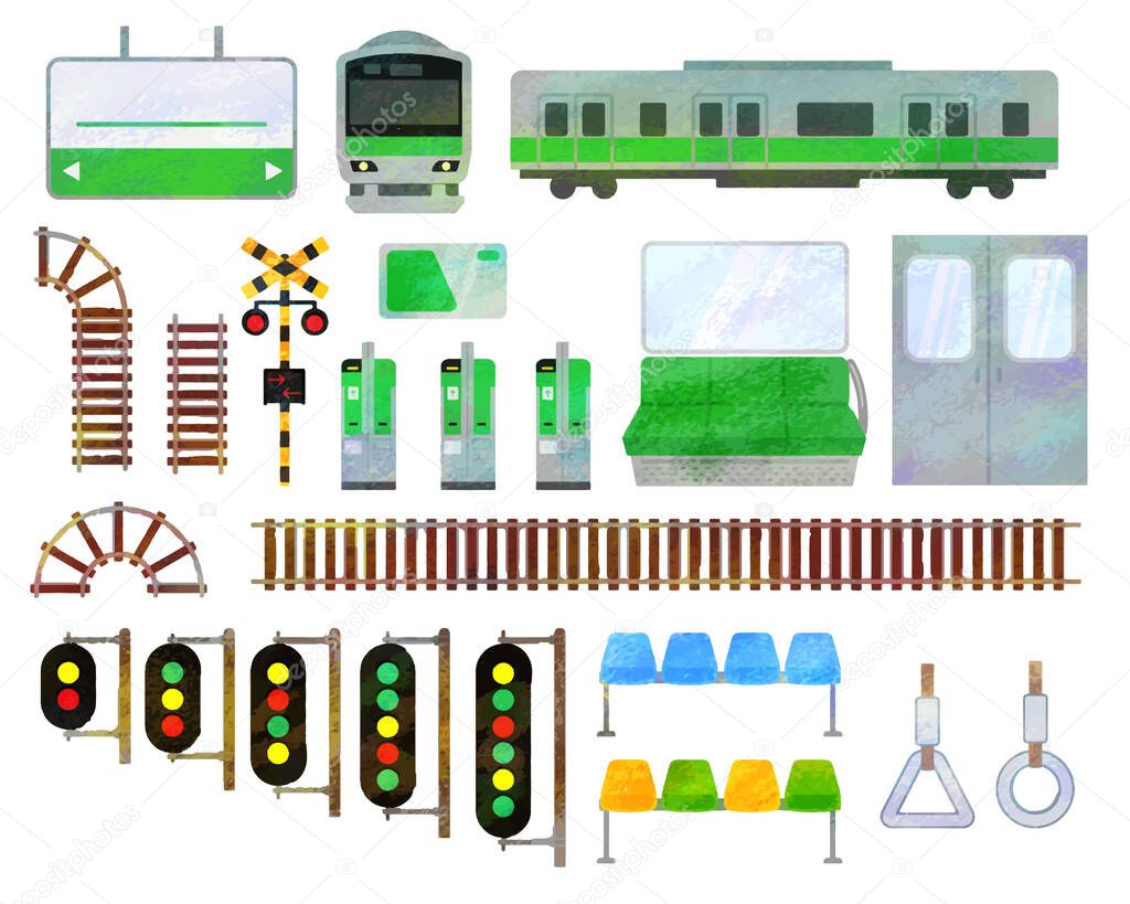 Train related illustration set material