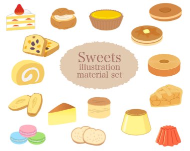 Sweets illüstrasyon materyali set / Vektör