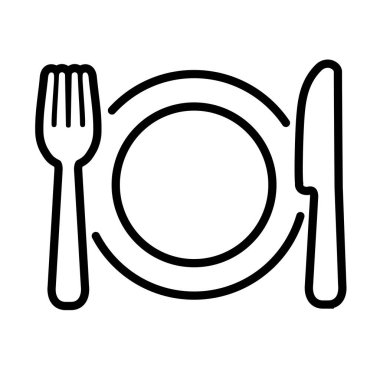 Tabak, bıçak ve çatal ikonu materyal çizimi