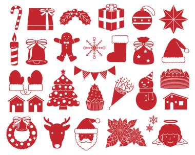  Noel illüstrasyon materyali set / siluet