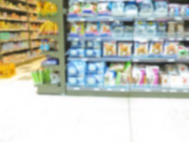 süpermarket mağaza bulanık görüntü. Arka plan. Hipermarket. pencereleri ile dükkan. ayakkabı ve gıda ürünleri satın alma