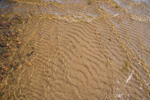 Padrão Ondas Areia Sob Água — Fotografia de Stock