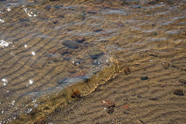 Padrão Ondas Areia Sob Água — Fotografia de Stock