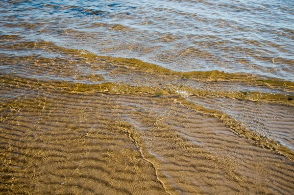 Padrão Ondas Areia Sob Água — Fotografia de Stock