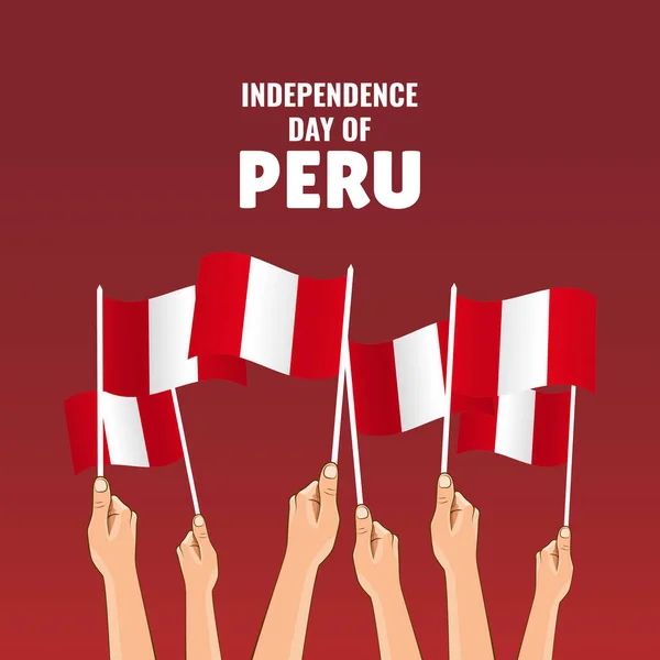 Ilustración Vectorial Sobre Tema Día Independencia Del Perú Manos Con — Archivo Imágenes Vectoriales