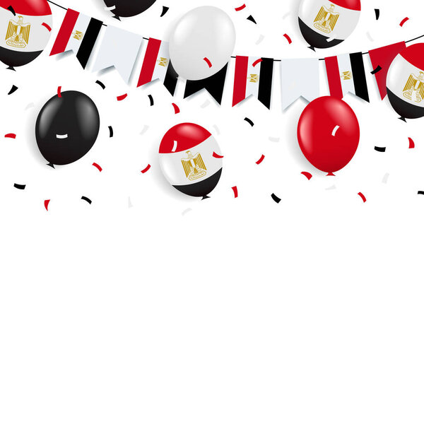 Vector Illustration of Revolution Day Egypt. Garland with the flag and balloons.