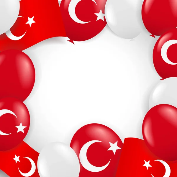 Εικονογράφηση Διάνυσμα Της Γιορτής Της Τουρκίας Ιστορικό Σημαία Μπαλόνια — Διανυσματικό Αρχείο