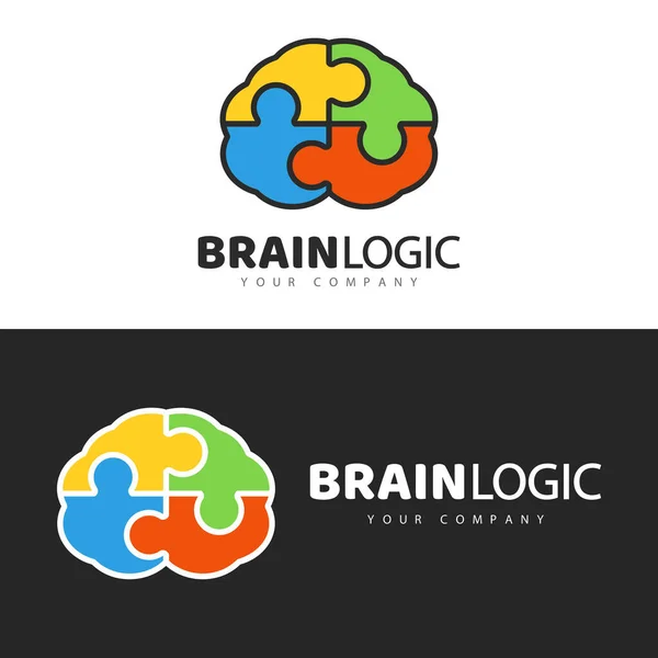 Brain Logo design, concept brain puzzle. Vector symbol, badge, logo.