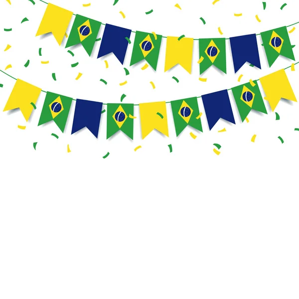 ブラジル独立記念日のベクトルイラスト ブラジルの国旗を背景にしたガーランド — ストックベクタ