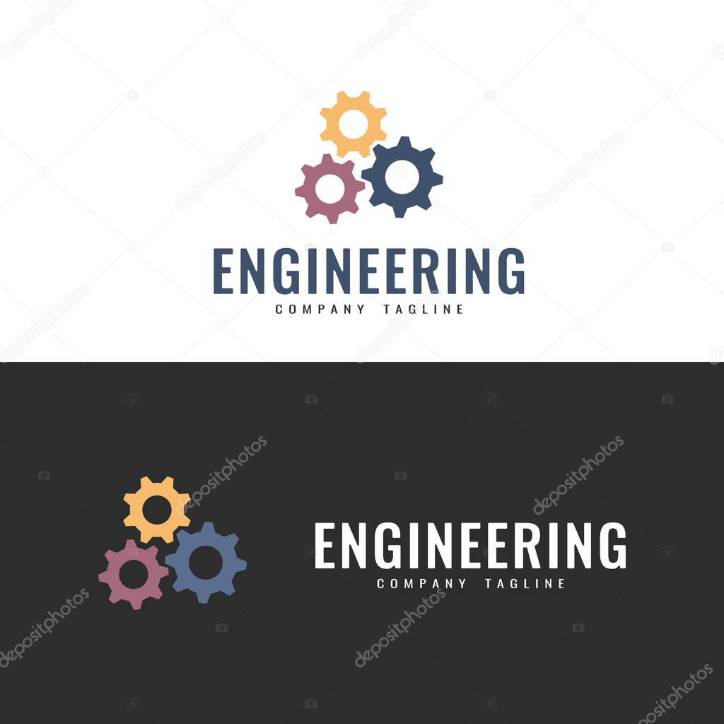 Vector logo template. Engineering Gears Logo. Vector symbol, badge, icon.