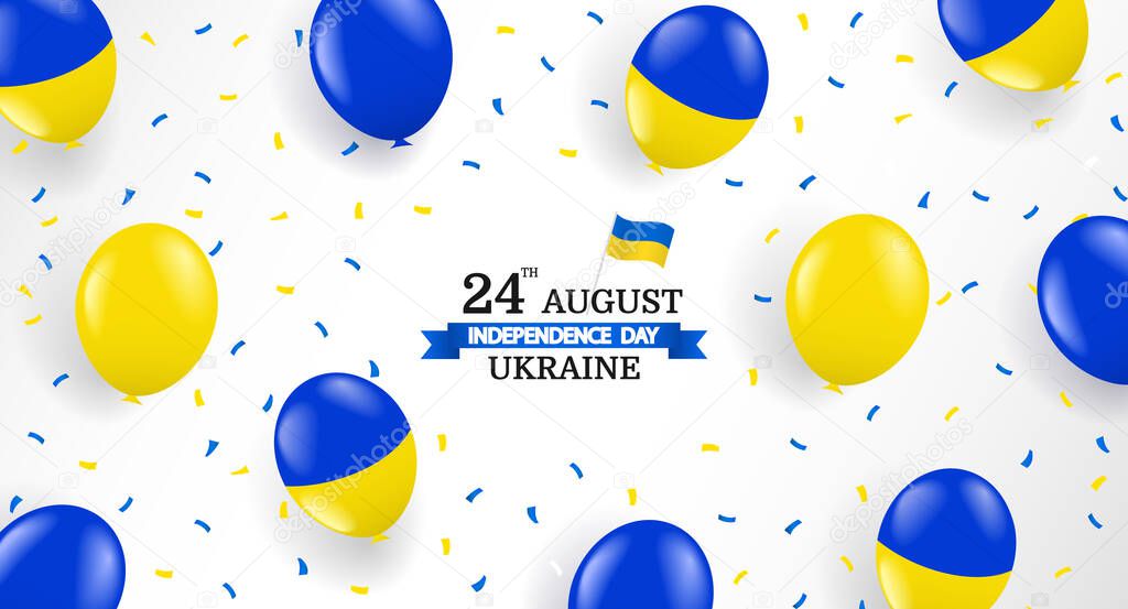 Vector Illustration of  Ukraine Independence Day. Background with balloons and confetti.