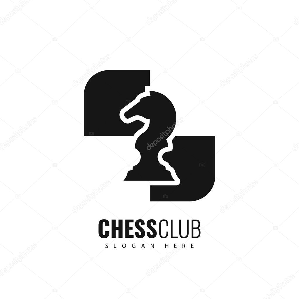 Chess knight Logo design. Vector sign knight of chess.