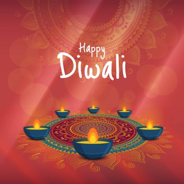 Vector Illustration, bayram diwali teması üzerine. Deepavali Işık ve Ateş Festivali. 