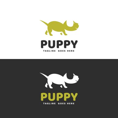 Logo şablonu. Bir köpek resmi logosu, evcil hayvanlarla ilişkilendirilen iş için uygun..