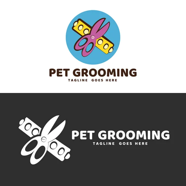 Modelo Logotipo Design Logotipo Para Pet Grooming Símbolo Vetor Crachá — Vetor de Stock