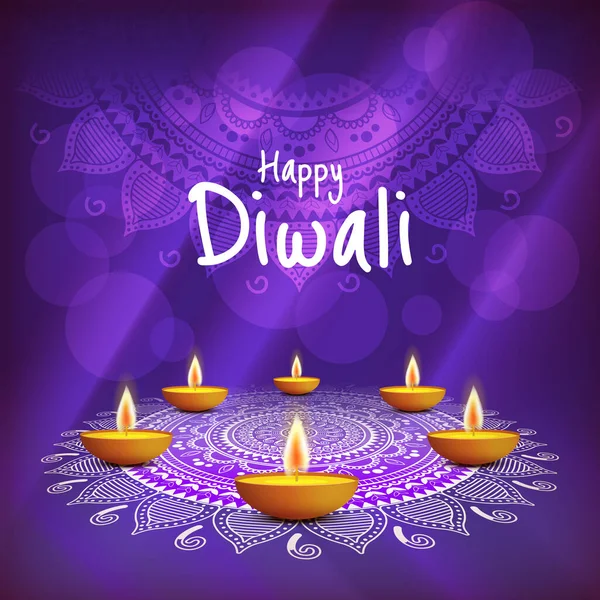 Vector Illustratie Van Vakantie Diwali Deepavali Festival Van Het Licht — Stockvector