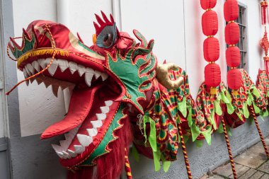 Çin yeni yılı 2019 China Town Milano adlı domuz onun geleneksel maskeleri ve kostümleri ve mahallenin sokaklarında onun alayı ile yıllık 