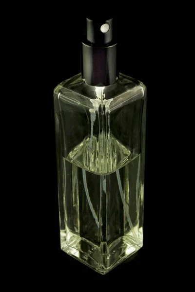 Butelka Rozpylaczem Perfum Dla Środowisk Białym Czarnym Tle — Zdjęcie stockowe