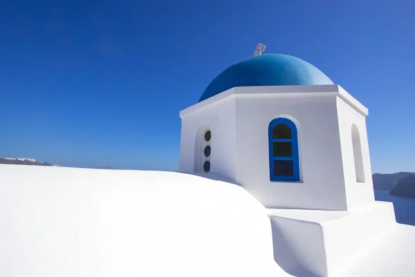 Church Blue Roof Santorini Oia — Stock Photo, Image