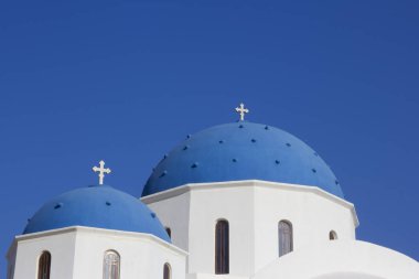 Beyaz ve mavi Manastırı Timios Stravos Perissa Santorini