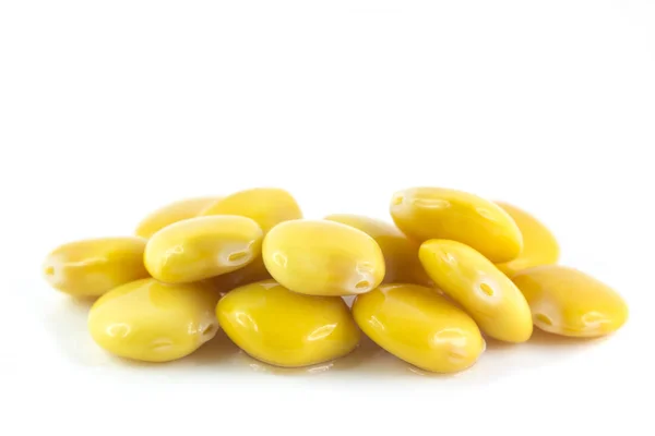 Luppini ile avuç kabuğu üzerinde izole beyaz arka plan