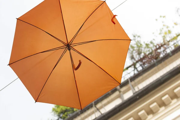 Parapluies Colorés Ouverts Ornementaux Dans Ville Gênes — Photo